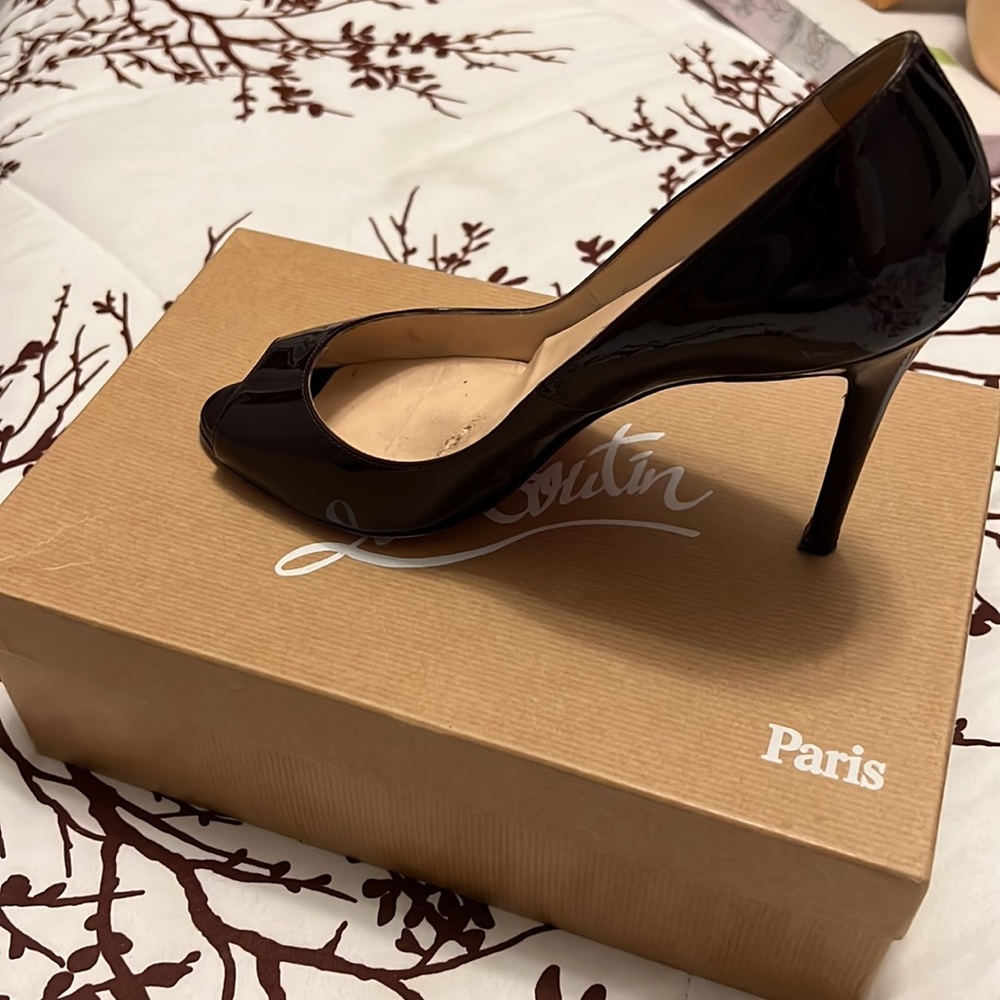 Authentic Christian Louboutin. Oxblood color. Peep toe.